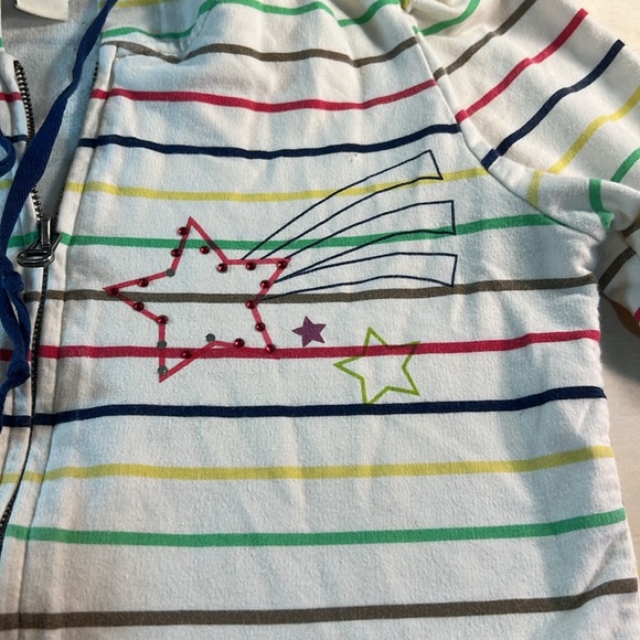 Forever Striped Embroidered sparkle Star sweatshirt Sz M - Picture 2 of 9